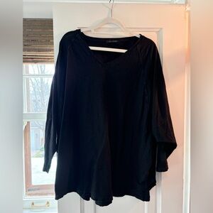 cut loose Black V-Neck Long Sleeve Relaxed Tee